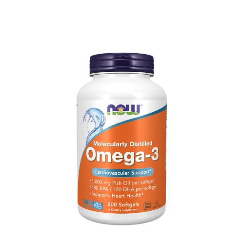 Now Foods Omega-3 rybí olej Softgels bez škodlivých látek (molekulárně destilovaný) (200 Měkká kapsla)