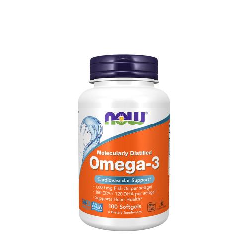 Now Foods Omega-3 rybí olej Softgels bez škodlivých látek (molekulárně destilovaný) (100 Měkká kapsla)