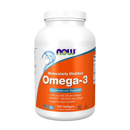 Now Foods Omega-3 rybí olej Softgels (molekulárně destilovaný) (500 Měkká kapsla)