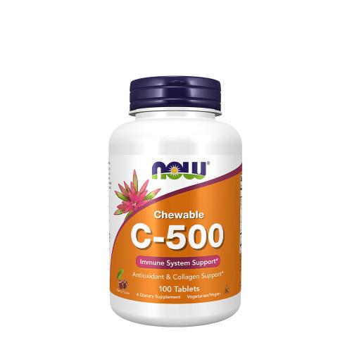 Now Foods Vitamin C 500 mg ke žvýkání - Vitamin C-500 žvýkací tablety (100 Cucavá tableta, Třešně a bobulové ovoce)