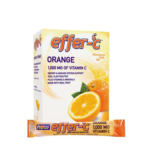 Now Foods Effer-C™ Vitamin C v prášku (30/krabice, Pomeranč)