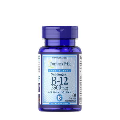 Puritan's Pride Vitamin B12 2500 mcg + kyselina listová (60 Mini Cucavá tableta)