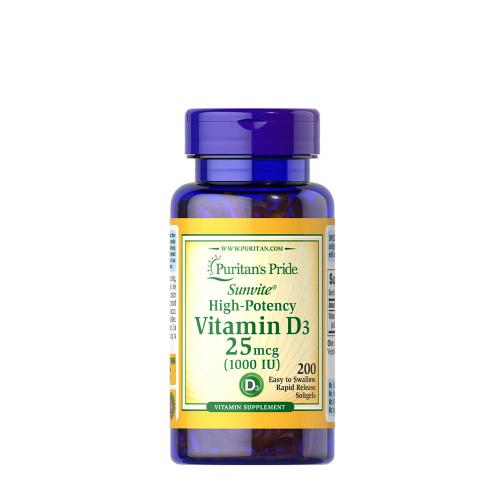 Puritan's Pride Vitamin D3 1000 IU (25 mcg) (200 Měkká kapsla)