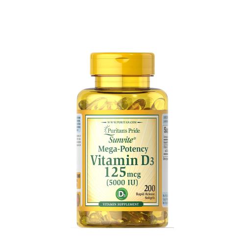 Puritan's Pride Vitamin D3 5000 IU (200 Měkká kapsla)