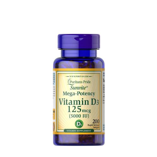 Puritan's Pride Vitamin D3 5000 IU (200 Měkká kapsla)