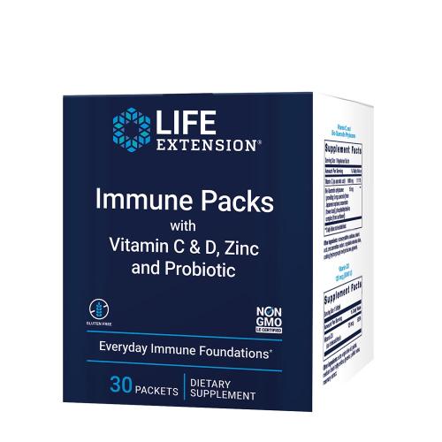 Life Extension Imunitní balíčky s vitamínem C a D, zinkem a probiotiky (30 Balení)