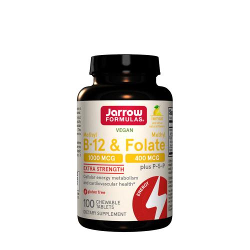 Jarrow Formulas Methyl B-12 a methyl folát 400 mcg (100 Žuvacia tableta, Citron)