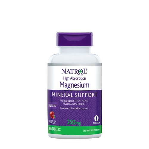 Natrol Vysoce vstřebatelný hořčík 250 mg žvýkací tableta (60 Žuvacia tableta, Borůvkové jablko)