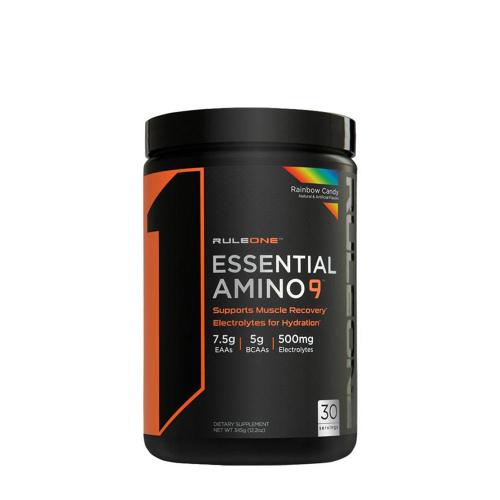 Rule1 Essential Amino 9 Prášek esenciálních aminokyselin  (345 g, Duhové bonbóny)