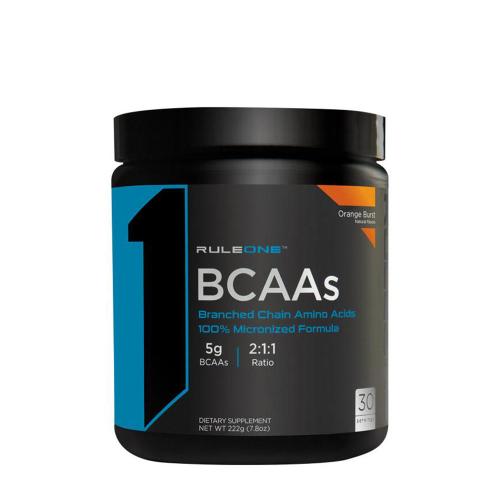 Rule1 Prášek BCAA (222 g, Explodující pomeranč)