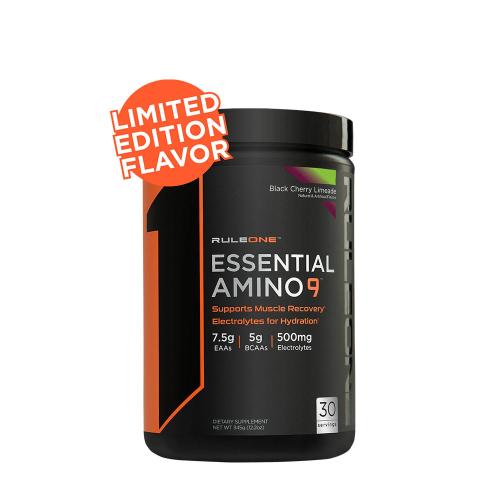 Rule1 Essential Amino 9 Prášek esenciálních aminokyselin  (345 g, Limonáda z černých třešní)