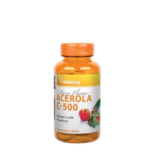 Vitaking Vitamin C-500 Acerola Raspberry (40 Žuvacia tableta, Jahoda)