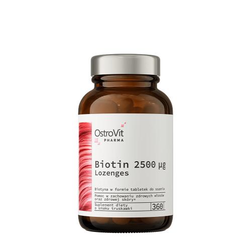 OstroVit Pharma Biotin 2500 μg pastilky - Pharma Biotin 2500 μg lozenges (360 Cucavá tableta, Jahoda)