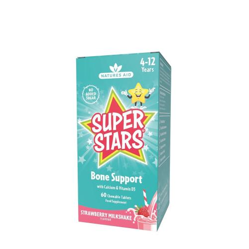 Natures Aid Super Stars Bone Support - příchuť jahodového koktejlu (60 Žuvacia tableta)