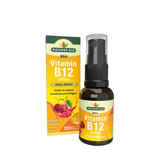 Natures Aid Denní perorální sprej s vitaminem B12 - Vitamin B12 Daily Oral Spray (30 ml, Třešeň)