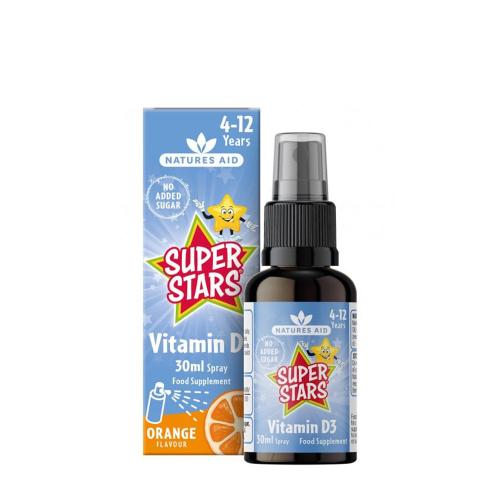 Natures Aid Super Stars Vitamin D3 ve spreji - Super Stars Vitamin D3 Spray (30 ml, Pomeranč)