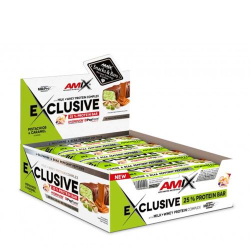 Amix Exkluzivní proteinová tyčinka - Exclusive Protein Bar (12 x 85g, Pistachios & Caramel)