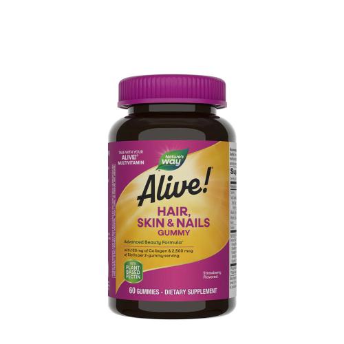 Natures Way Alive!® Hair, Skin & Nails Gummies (60 Gumový cukr, Jahoda)