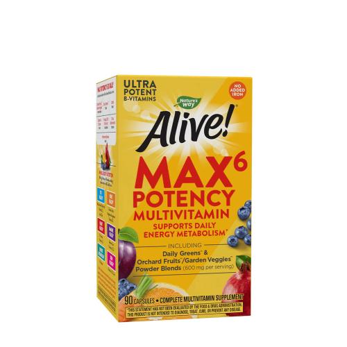 Natures Way Alive!® Max6 Max Potency Daily Multivitamin Without Iron (90 Kapsla)