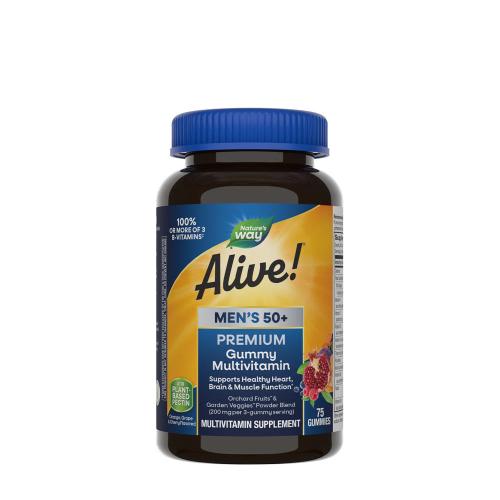 Natures Way Alive!® Premium Men’s 50+ Gummy Multivitamin (75 Gumový cukr, Třešeň, pomeranč a hroznové víno)