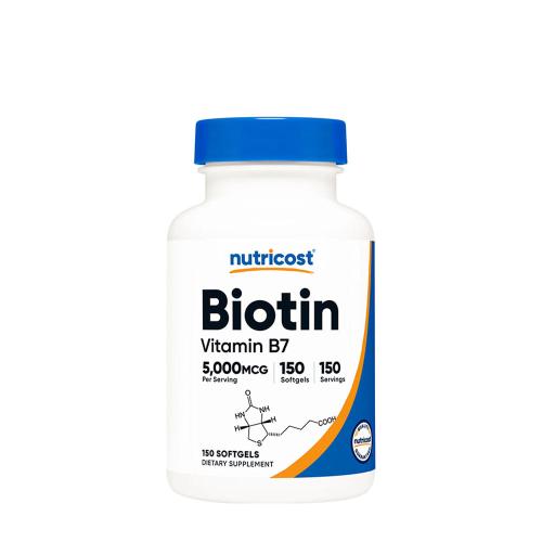 Nutricost Biotin with Coconut Oil Softgels 5000 mcg (150 Měkká kapsla)