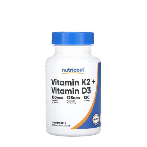 Nutricost Vitamin K2 (MK7) (100 mcg) + Vitamin D3 (5000 IU) (120 Měkká kapsla)