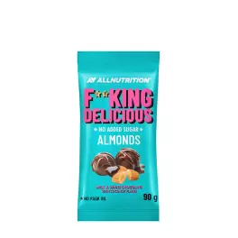   ALLNUTRITION Fitking Delicious Almonds (90 g, Mléčná a bílá čokoláda s kokosovými vločkami)