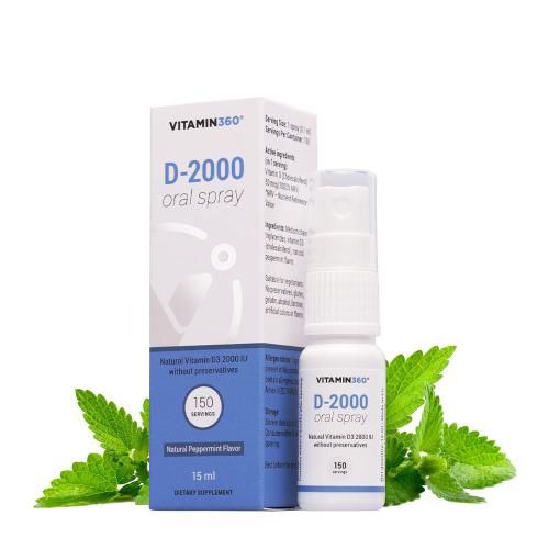 Vitamin360 Vitamin D ústní sprej 2000 IU (15 ml, Přírodní máta peprná)