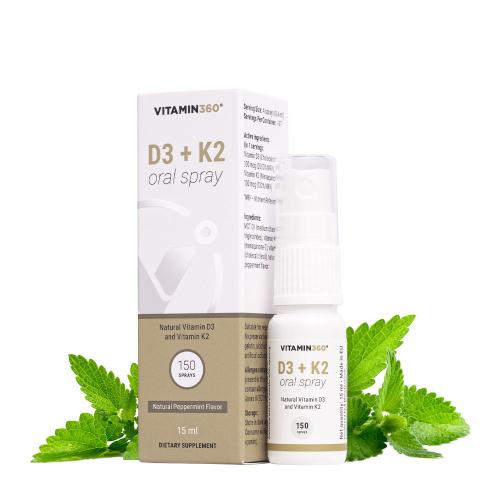 Vitamin360 D3 + K2 ústní sprej (15 ml, Přírodní máta peprná)